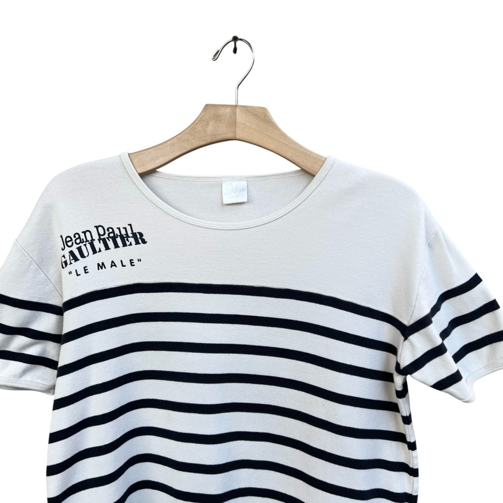 Jean Paul Gaultier “Le Male” Parfums Striped Vintage Short Sleeve T-Shirt L/XL - Picture 4 of 11